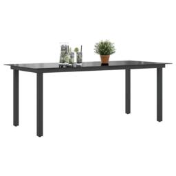 Berkfield Home Garden Table Black 190x90x74 cm Aluminium & Glass - Size: 190 x 90 x 74 cm - thumbnail 4