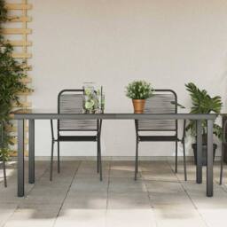 Berkfield Home Garden Table Black 190x90x74 cm Aluminium & Glass - Size: 190 x 90 x 74 cm - thumbnail 2