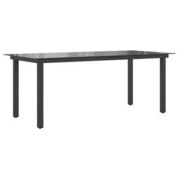 Berkfield Home Garden Table Black 190x90x74 cm Aluminium & Glass - Size: 190 x 90 x 74 cm - thumbnail 3