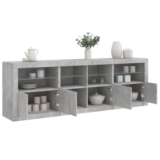 Berkfield Home Sideboard with LED Lights Concrete Grey 202x37x67 cm - Size: 202 x 37 x 67 cm - image 1