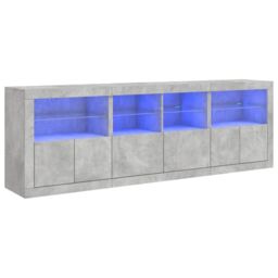 Berkfield Home Sideboard with LED Lights Concrete Grey 202x37x67 cm - Size: 202 x 37 x 67 cm - thumbnail 2