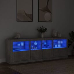 Berkfield Home Sideboard with LED Lights Concrete Grey 202x37x67 cm - Size: 202 x 37 x 67 cm - thumbnail 3