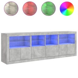 Berkfield Home Sideboard with LED Lights Concrete Grey 202x37x67 cm - Size: 202 x 37 x 67 cm - thumbnail 5