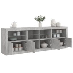 Berkfield Home Sideboard with LED Lights Concrete Grey 202x37x67 cm - Size: 202 x 37 x 67 cm - thumbnail 1