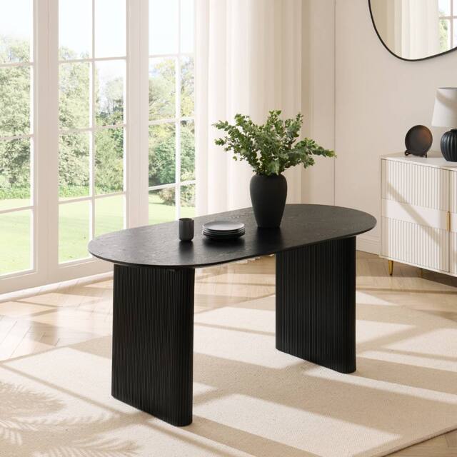 Home Detail Talia Black Oval Japandi Table - image 1