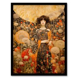 Artery8 The In The Dandelion Dream By Dianne Knope Klimt William Morris Inspired Style Wildflower Meadow Art Print Framed Poster Wall Decor 12x16 - thumbnail 1