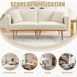 Direct Wicker Modern Teddy Fabric 2-seater Sofa with 3-speed Adjustable Backrest in White - Size: 2 Seater - thumbnail 7