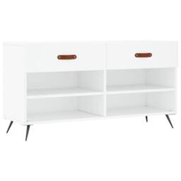 Berkfield Home Shoe Bench White 102x35x55 cm Engineered Wood - Size: 102 x 35 x 55 cm