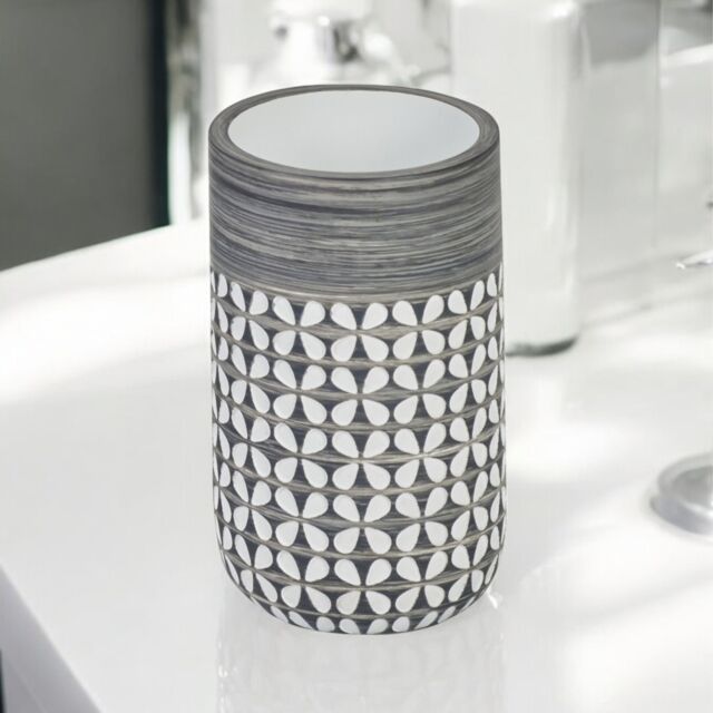 Showerdrape Ravello Geo Floral Grey & White Tumbler - image 1