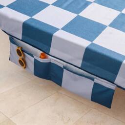 OHS Checkerboard Beach Towel with Bag Quick Dry Absorbent Travel Spa in Blue - thumbnail 2