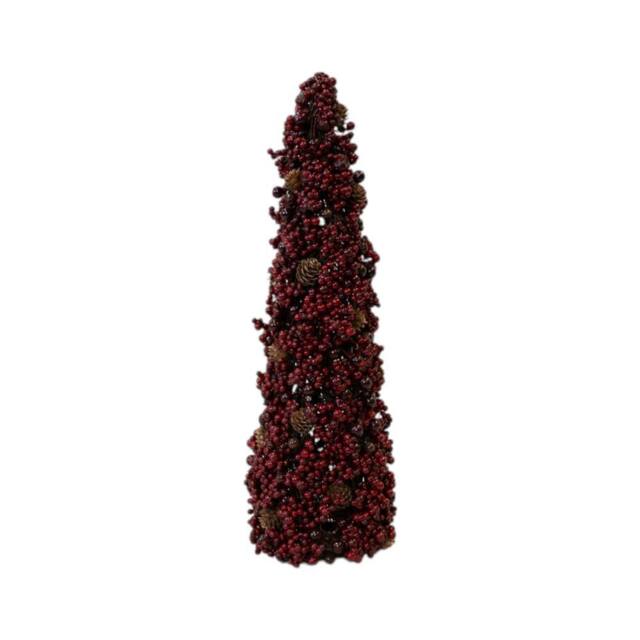 Four Candle Luxury Burgundy Berry & Mini Pinecone Tree 49cm - image 1