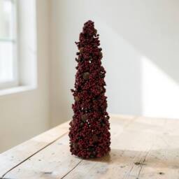 Four Candle Luxury Burgundy Berry & Mini Pinecone Tree 49cm - thumbnail 2