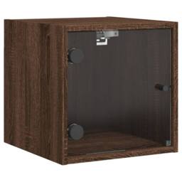 Berkfield Home Elegant Bedside Cabinet with Glass Door Brown Oak 35x37x35 cm - Size: 35 x 37 x 35 cm - thumbnail 3