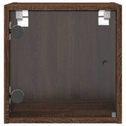 Berkfield Home Elegant Bedside Cabinet with Glass Door Brown Oak 35x37x35 cm - Size: 35 x 37 x 35 cm - thumbnail 7