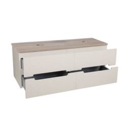 Bathroom Kingdom Monza Oatmeal & Oak Fluted Wall Hung Vanity Basin 1200mm - thumbnail 2