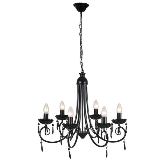 Berkfield Home Pendant Ceiling Lamp Elegant Chandelier Black 6 Bulb Sockets - image 1