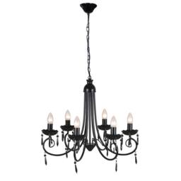 Berkfield Home Pendant Ceiling Lamp Elegant Chandelier Black 6 Bulb Sockets - thumbnail 1
