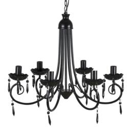 Berkfield Home Pendant Ceiling Lamp Elegant Chandelier Black 6 Bulb Sockets - thumbnail 2