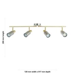 First Choice Lighting Set of 2 Collin - Satin Nickel & Gold Detail 4 Way Ceiling Spotlights in Silver - thumbnail 4