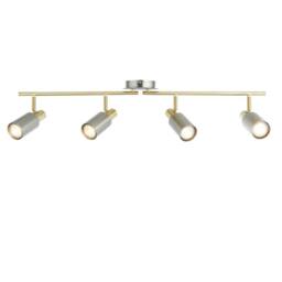 First Choice Lighting Set of 2 Collin - Satin Nickel & Gold Detail 4 Way Ceiling Spotlights in Silver - thumbnail 3