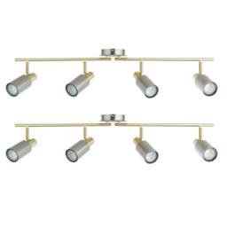 First Choice Lighting Set of 2 Collin - Satin Nickel & Gold Detail 4 Way Ceiling Spotlights in Silver - thumbnail 1