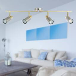 First Choice Lighting Set of 2 Collin - Satin Nickel & Gold Detail 4 Way Ceiling Spotlights in Silver - thumbnail 5