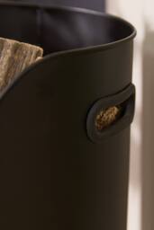 Dibor Fireplace Firewood Log Bucket with Poker & Tongs H29 x Dia33cm in Black - thumbnail 4