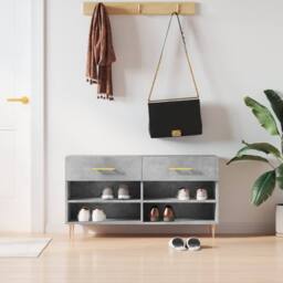 Berkfield Home Shoe Bench Concrete Grey 102x35x55 cm Engineered Wood - Size: 102 x 35 x 55 cm - thumbnail 2