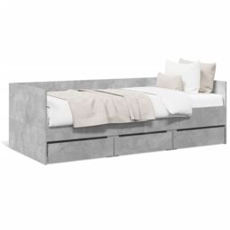 Berkfield Home Daybed with Drawers without Mattress Concrete Grey 90x200 cm - thumbnail 2