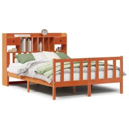 Berkfield Home Bookcase Bed without Mattress Wax Brown 160x200 cm Solid Wood Pine - thumbnail 2