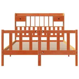 Berkfield Home Bookcase Bed without Mattress Wax Brown 160x200 cm Solid Wood Pine - thumbnail 4