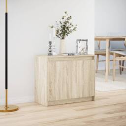 Berkfield Home Sideboard with LED Sonoma Oak 72x34x61 cm Engineered Wood in Light Brown - Size: 72 x 34 x 61 cm - thumbnail 4