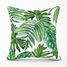 Warren Reed - Designer Exotic Rainforest Leaves Outdoor Cushion in Green - Size: 60 cm x 60 cm - thumbnail 1