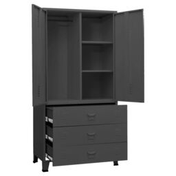 Berkfield Home Industrial Wardrobe Anthracite 90x50x180 cm Metal in Black - Size: 90 x 50 x 180 cm - thumbnail 6