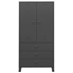 Berkfield Home Industrial Wardrobe Anthracite 90x50x180 cm Metal in Black - Size: 90 x 50 x 180 cm - thumbnail 3