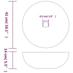 Berkfield Home Durable Countertop Basin White & Yellow Round Œ¶41x14 cm Ceramic - Size: 41x14 cm - thumbnail 6