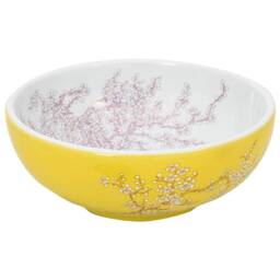 Berkfield Home Durable Countertop Basin White & Yellow Round Œ¶41x14 cm Ceramic - Size: 41x14 cm