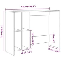 Berkfield Home Modern Desk Old Wood 102.5x35x75 cm Engineered Wood in Brown - thumbnail 9