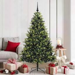 Berkfield Home Artificial Hinged Christmas Tree 300 LEDs Green 180 cm - thumbnail 1