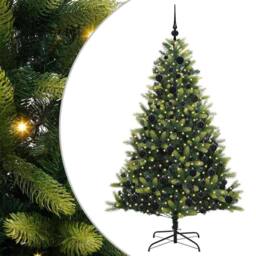 Berkfield Home Artificial Hinged Christmas Tree 300 LEDs Green 180 cm - thumbnail 2