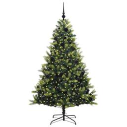 Berkfield Home Artificial Hinged Christmas Tree 300 LEDs Green 180 cm - thumbnail 3