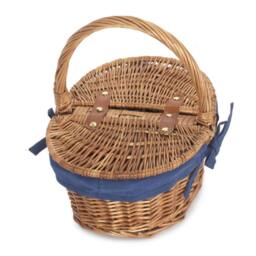 Red Hamper Wicker Childs Light Steamed Finish Cotton Lined Oval Picnic Basket in Blue - thumbnail 2