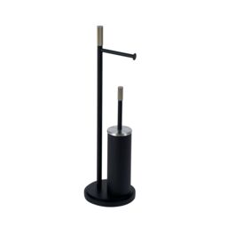 Showerdrape Chester Black Toilet Roll Holder & Toilet Brush Combination - thumbnail 3