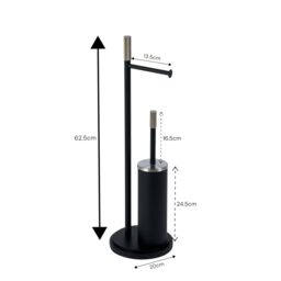 Showerdrape Chester Black Toilet Roll Holder & Toilet Brush Combination - thumbnail 2