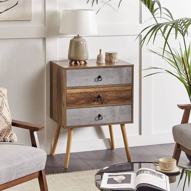 Wyld and Coco Sideboard - Dark Brown and Grey Particle Board 3 Drawers - image 1