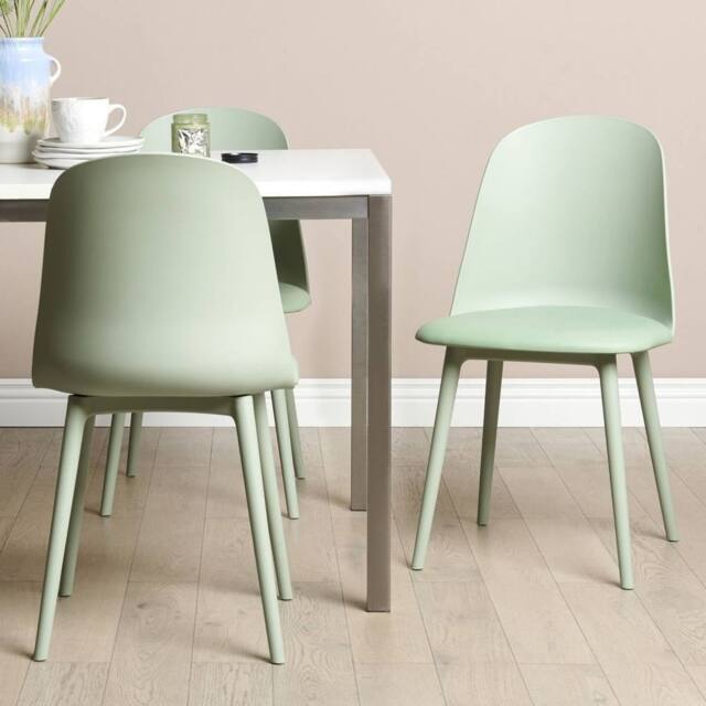 Wyld and Coco Set of 2 Light Green Padded Dining Chairs - image 1