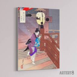 "Artery8 Visiting The Temple Barefoot Canvas Wall Art Print Ogata Gekko in Purple - Size: W18"" x H24""" - thumbnail 2