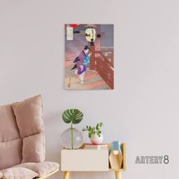 "Artery8 Visiting The Temple Barefoot Canvas Wall Art Print Ogata Gekko in Purple - Size: W18"" x H24""" - thumbnail 3