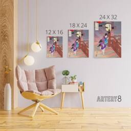 "Artery8 Visiting The Temple Barefoot Canvas Wall Art Print Ogata Gekko in Purple - Size: W18"" x H24""" - thumbnail 4