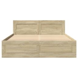 Berkfield Home Bed Frame with Headboard without Mattress Sonoma Oak 140x200 cm in Brown - thumbnail 5